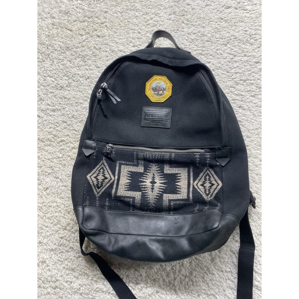 Pendleton Rock Point Wool Canvas Black Backpack Laptop Bag Aztec Beige